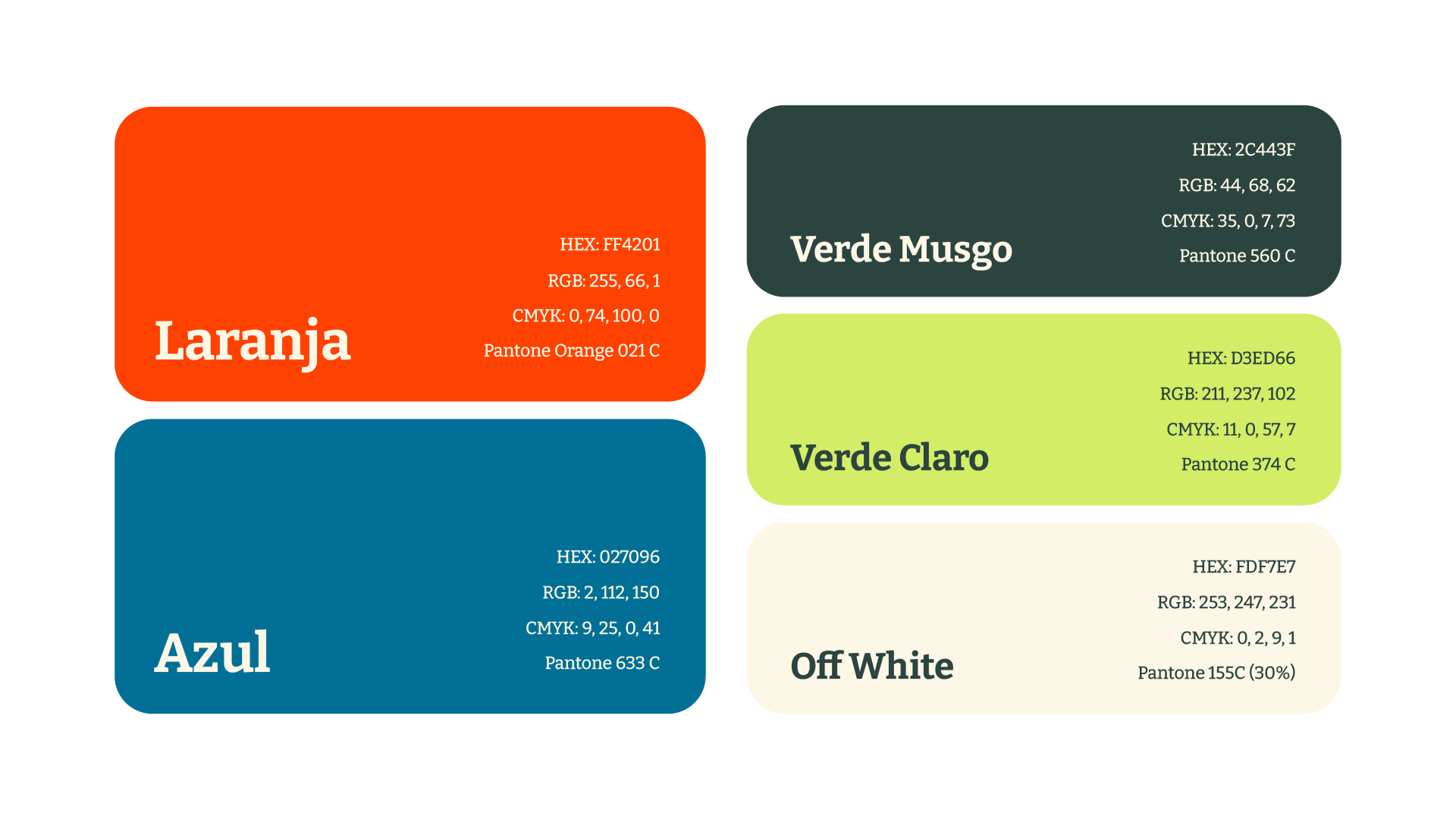 Cafofo cores: Laranja, Azul, Verde musgo, Verde claro, Off White.